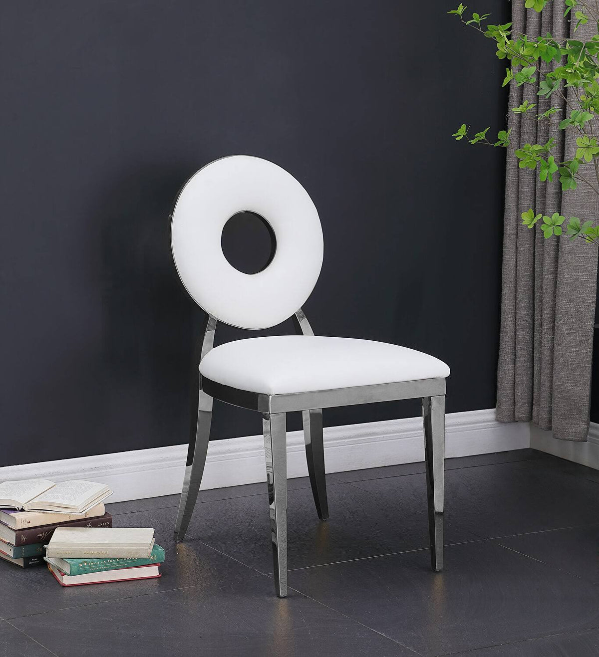White Faux Leather Dining Chair Set of 2 N233276
