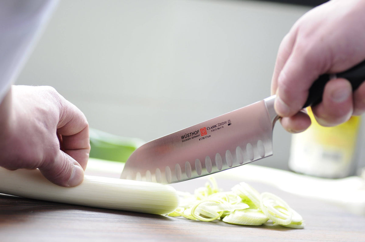 7-Inch Santoku Hollow Edge Black Knife B652345