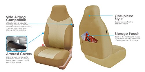 Beige Twill Car Seat Covers Full Set R2008