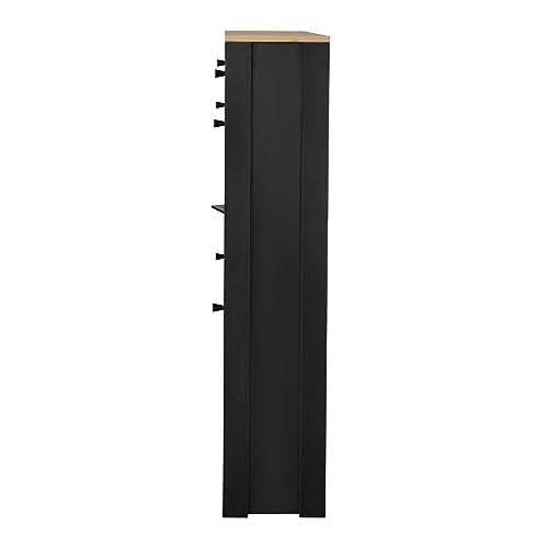 Black Narrow Shoes Cabinet with 2 Adjustable Shelves and Top Drawer U94773
