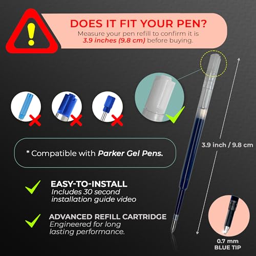 6 Pack 3.9 inch 1.0mm Black Ballpoint Pen Refills M210