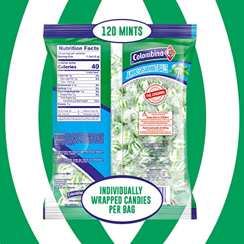 Jumbo Mint Balls, Red & White Peppermint Hard Candy Balls, Individually Wrapped (120 Count - 1 Pack) U6170