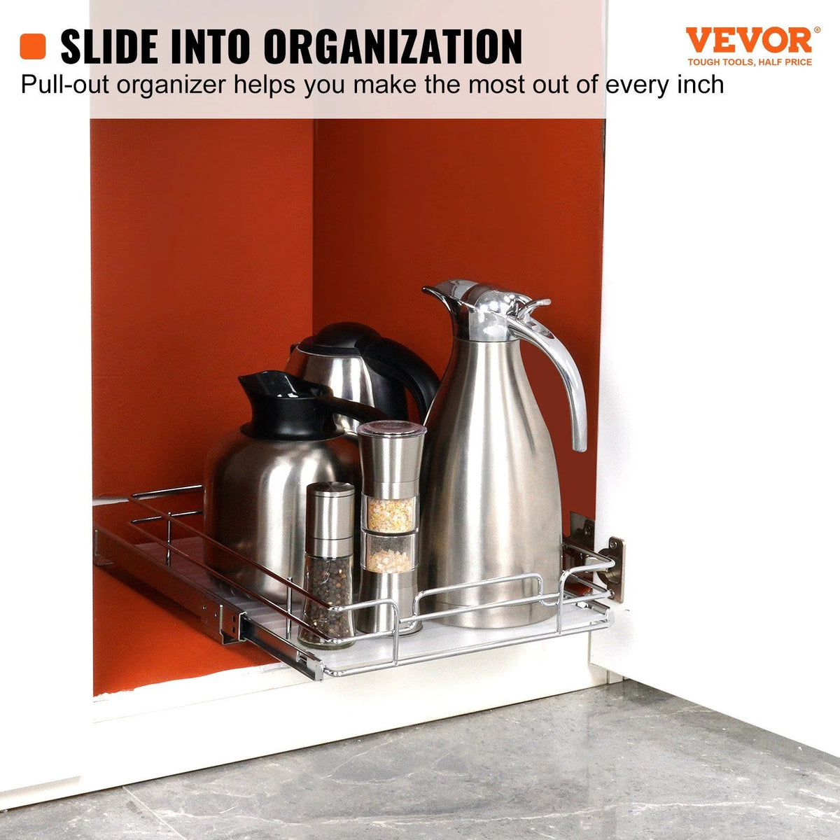Chrome Steel Pull Out Cabinet Organizer L39126