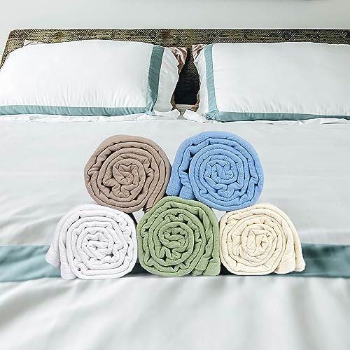 100% Cotton Thermal Blanket (74x100 in, White) A889