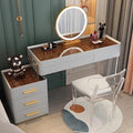 White 31.5'' Acrylic Makeup Vanity with Smart LED Lights Mirror, 6 Drawers and Tempered Glass Desktop M78267