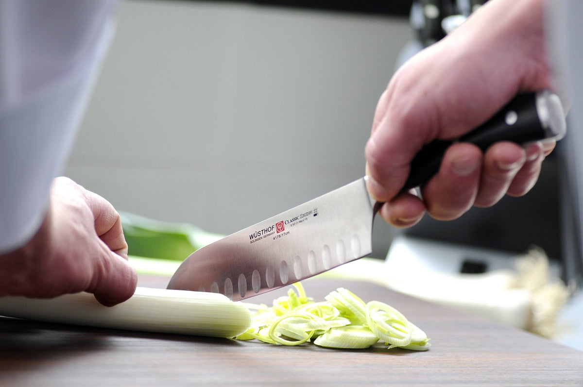 7-Inch Santoku Hollow Edge Black Knife B652345