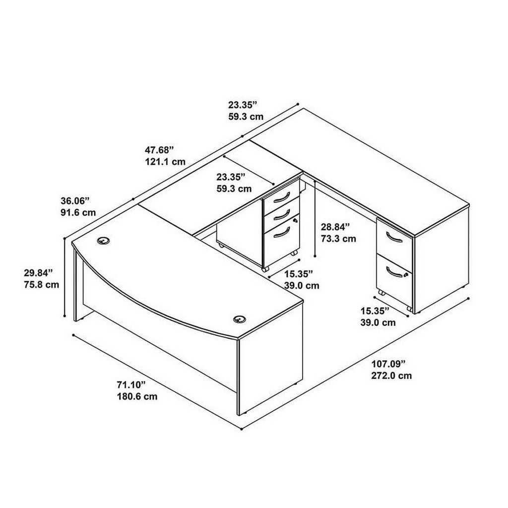 72" U-Shaped Desk with Pedestal I9274
