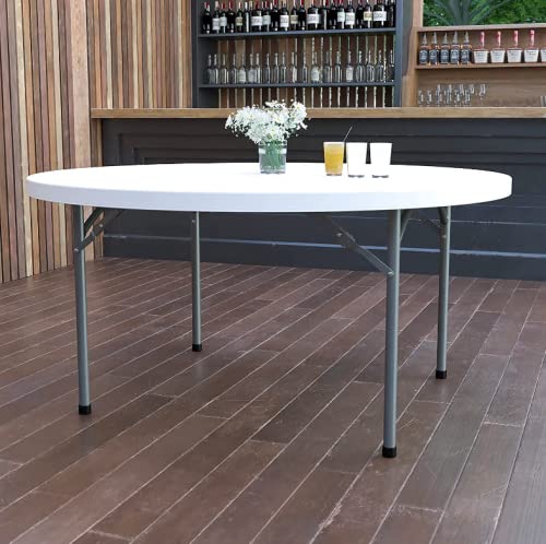 5 Pack 72" Round Heavy-Duty White Plastic Folding Table Y8504
