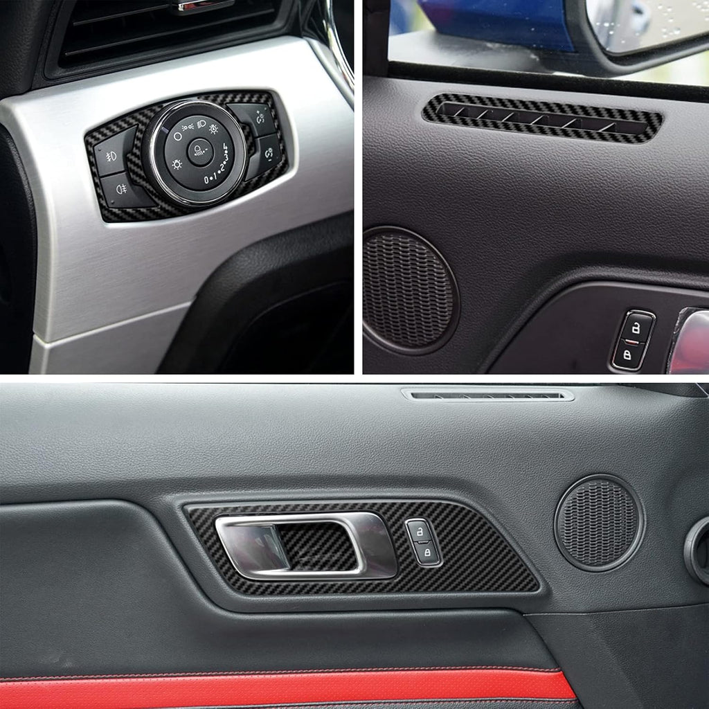 Carbon Fiber Texture Vinyl Wrap Interior Sticker 48PCS Black J43909