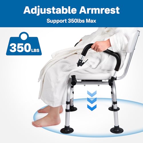 Black Heavy Duty Swivel Shower Chair with Arms Back T878