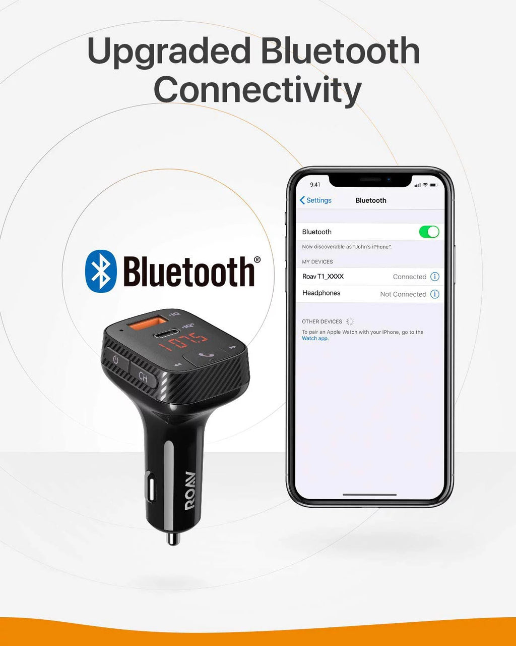 Bluetooth FM Transmitter Car Charger with Type C PD Charging X981318