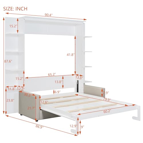 Queen Size Gray Murphy Bed with Sofa M5912