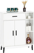 White Wood Accent Cabinet with Open Shelves and Doors C3387