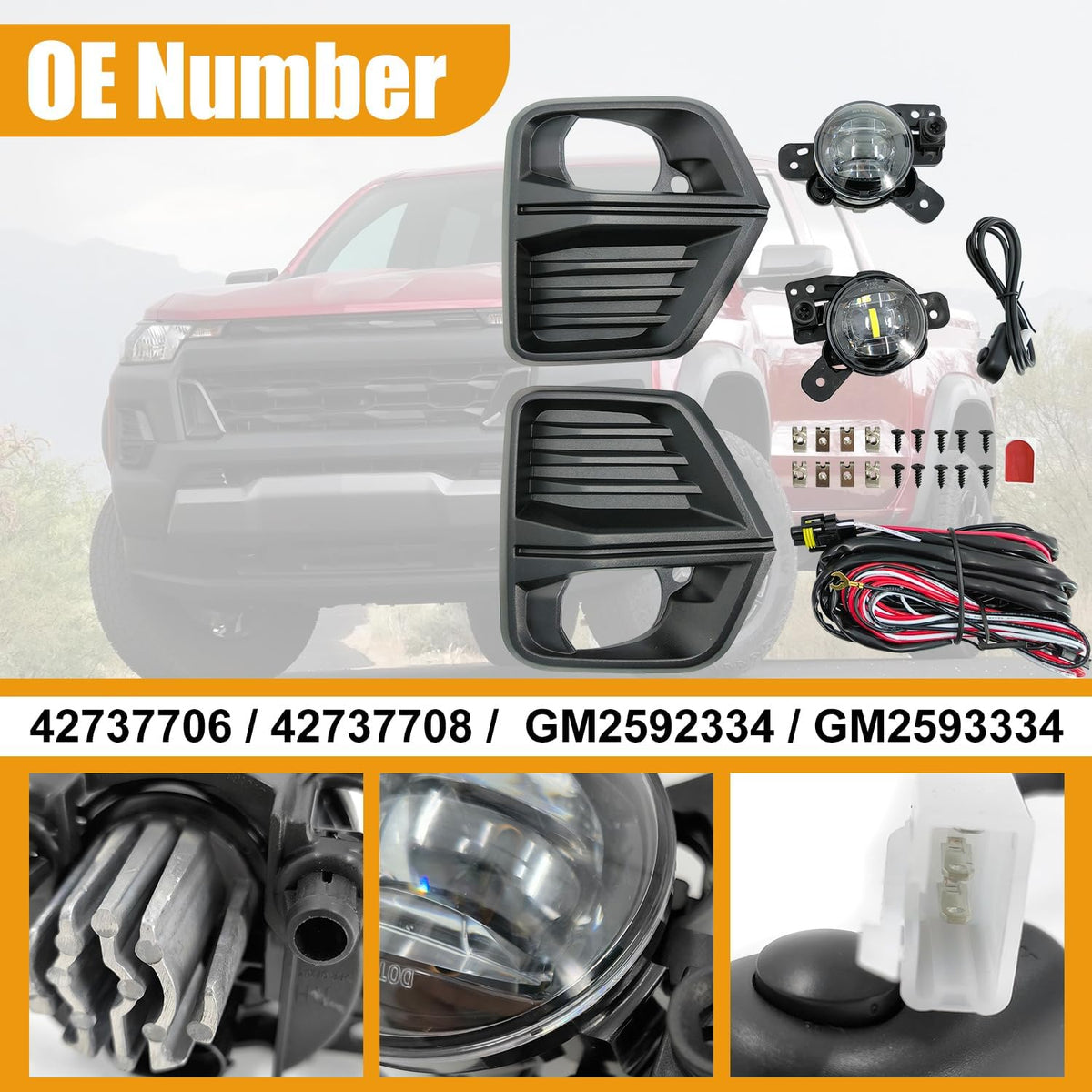Front Fog Light Assembly with Bezel Cover and Harness for Chevy Colorado 2023 2024 T697756