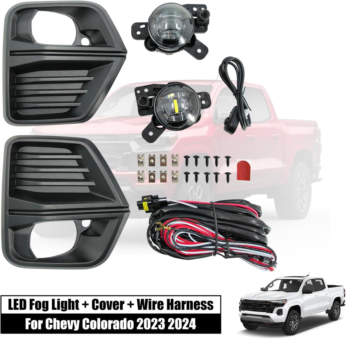 Front Fog Light Assembly with Bezel Cover and Harness for Chevy Colorado 2023 2024 T697756
