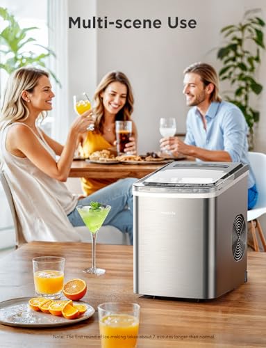 Smart Countertop Ice Maker Machine with Self-Cleaning, 26lbs/24Hrs, Stainless Silver Z852650