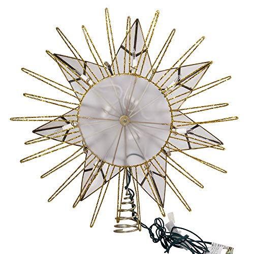 12" Gold Lighted Capiz Tree Topper Star I5779
