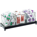3 Section Glass Condiment Jar Display with Wire, Black G33886