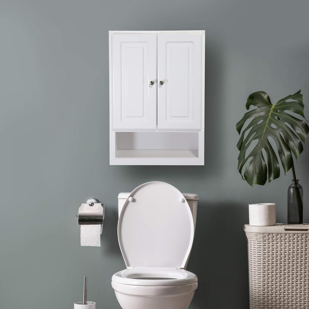 White 2-Door 1-Shelf Bathroom Wall Cabinet N563