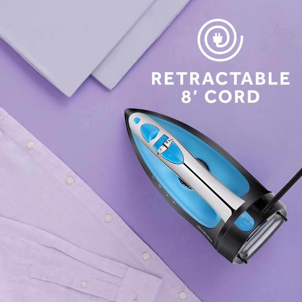 1400W Steammaster Iron with Retractable Cord, Blue and Black Finish Q463262