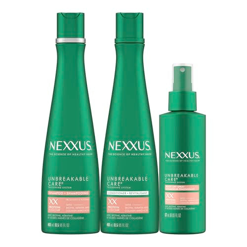 3 Pack Shampoo, Conditioner, and Leave-In Spray for Fine and Thin Hair with Keratin, Collagen, Biotin S39187