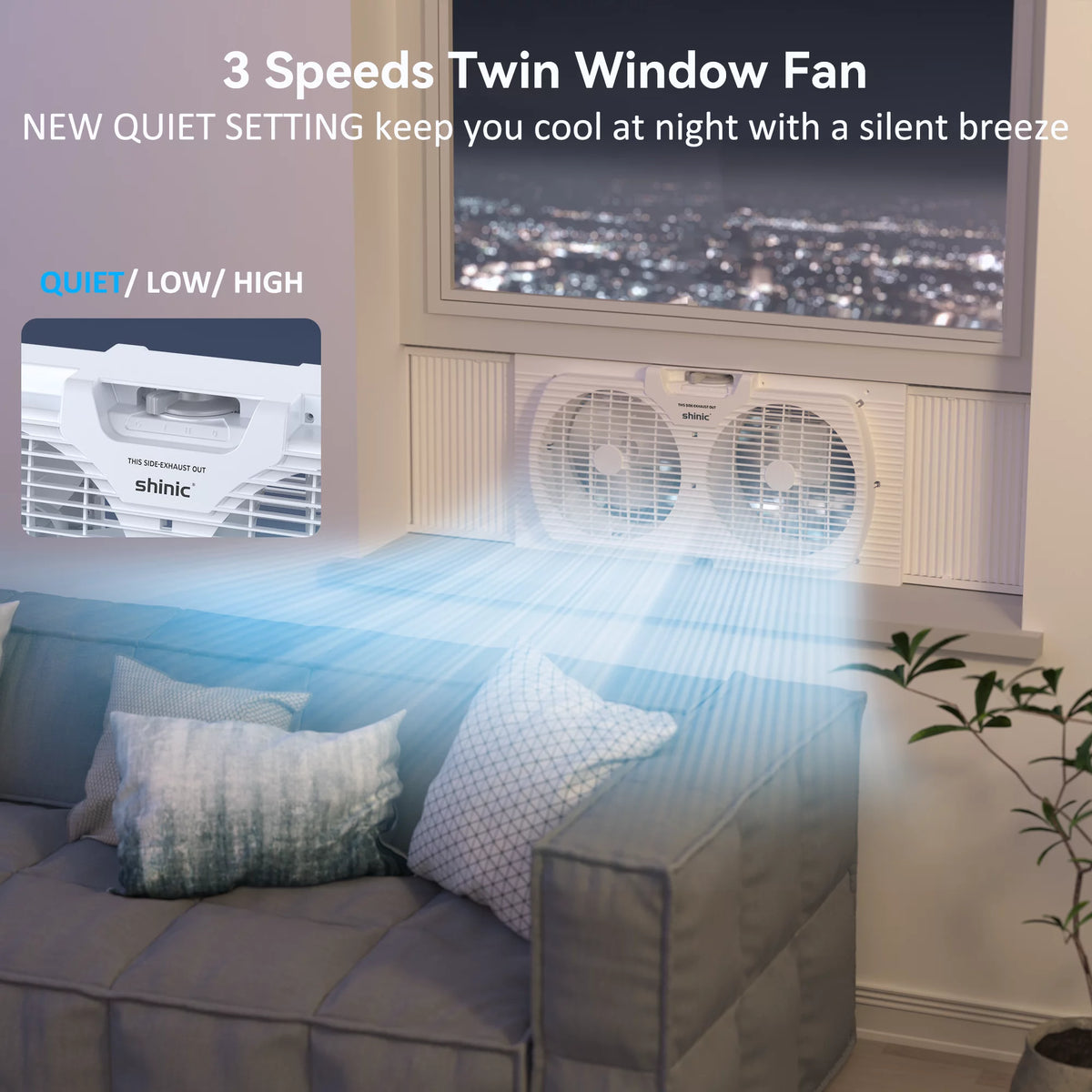 9 3-Speed Twin Window Fan with Bug Screen, White K4912