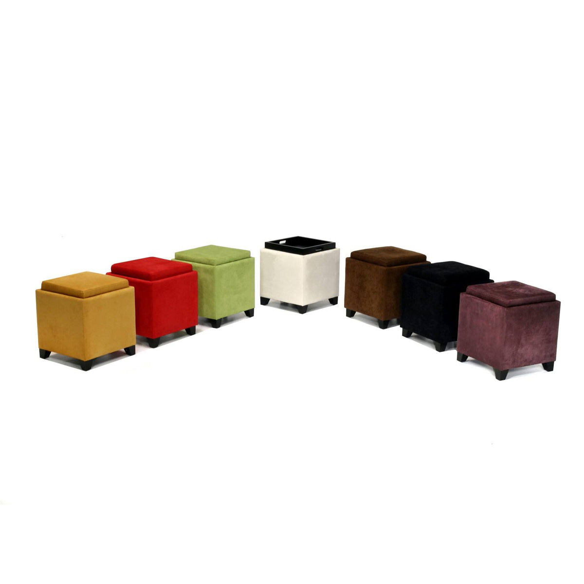 Red Microfiber Storage Ottoman P17662
