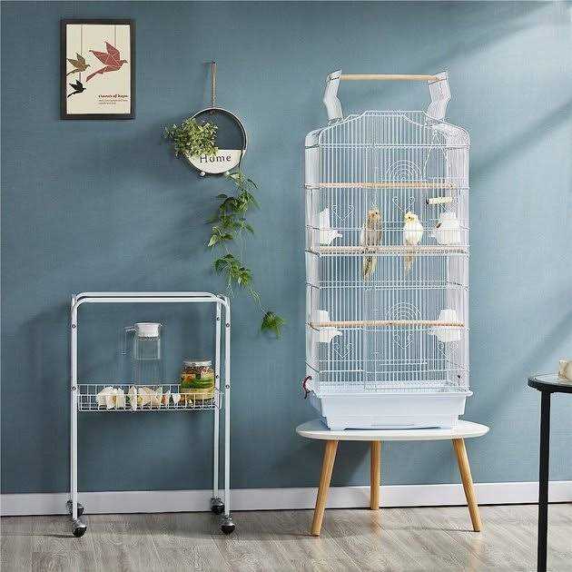 Large Rolling Metal Bird Cage with Stand M89528