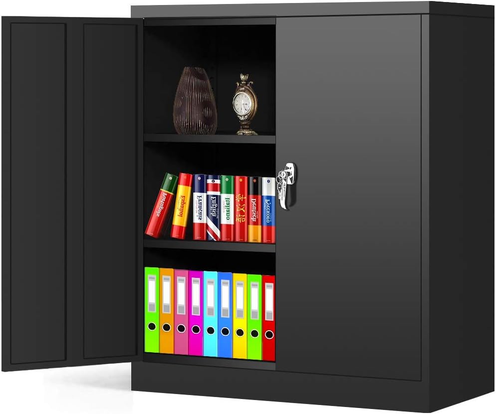 Metal Storage Cabinet Locking Steel Storage Cabinet 42” with Lock and Doors, Adjustable Shelves S550
