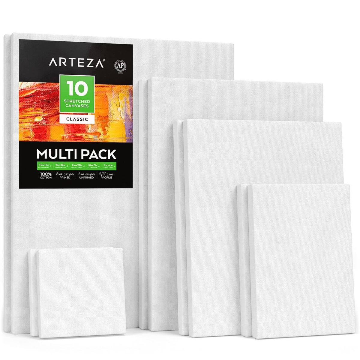 Stretched Canvas Multi-Pack 4x4 in to 11x14 in 5 Sizes Y3021