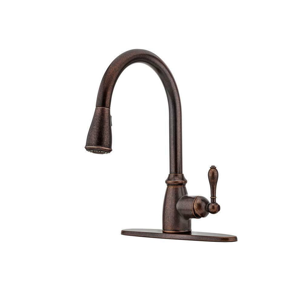 Rustic Bronze Single-Handle Pull-Down Sprayer Kitchen Faucet L61629