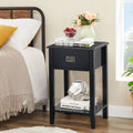 Black 1-Drawer Nightstand with Storage Shelf K4763