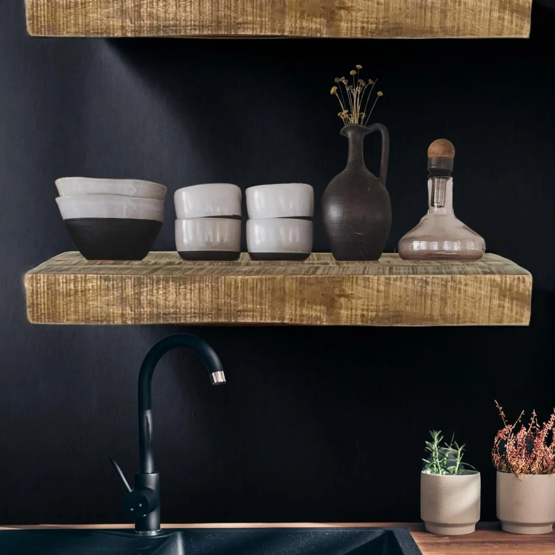 Mango Wood Wall Mounted Shelf N472