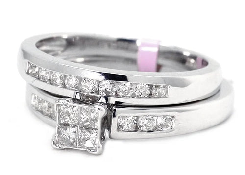 10K White Gold Diamond Engagement Ring L956