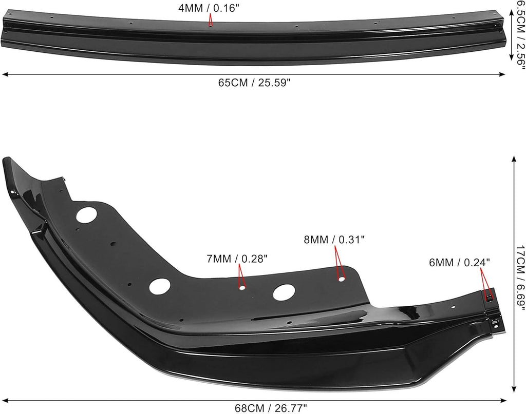 Glossy Black Car Front Bumper Bottom Lip Spoiler Splitter Pack of 2 D775