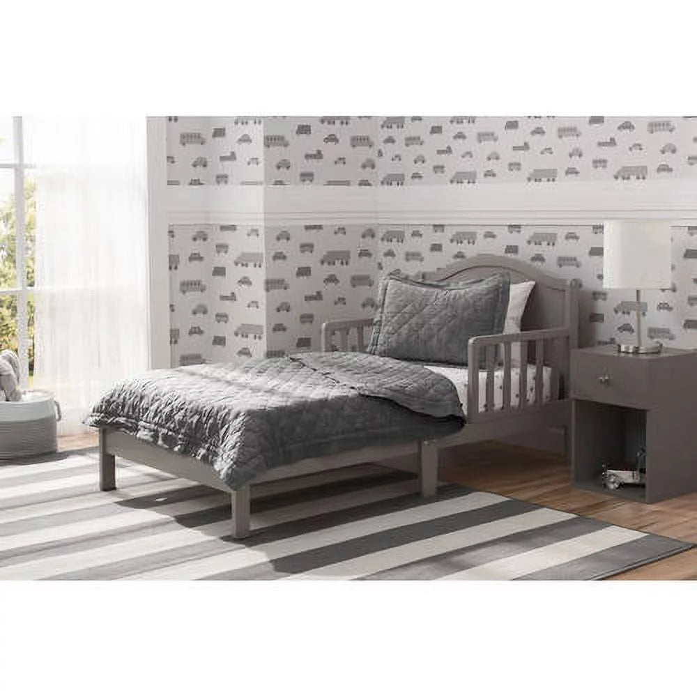 Grey Toddler Bed with Attached Bed Rails I6534