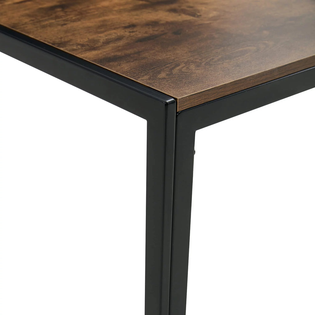 Square Nesting Coffee Table Set of 2 Wood Finish Metal Frame S201567