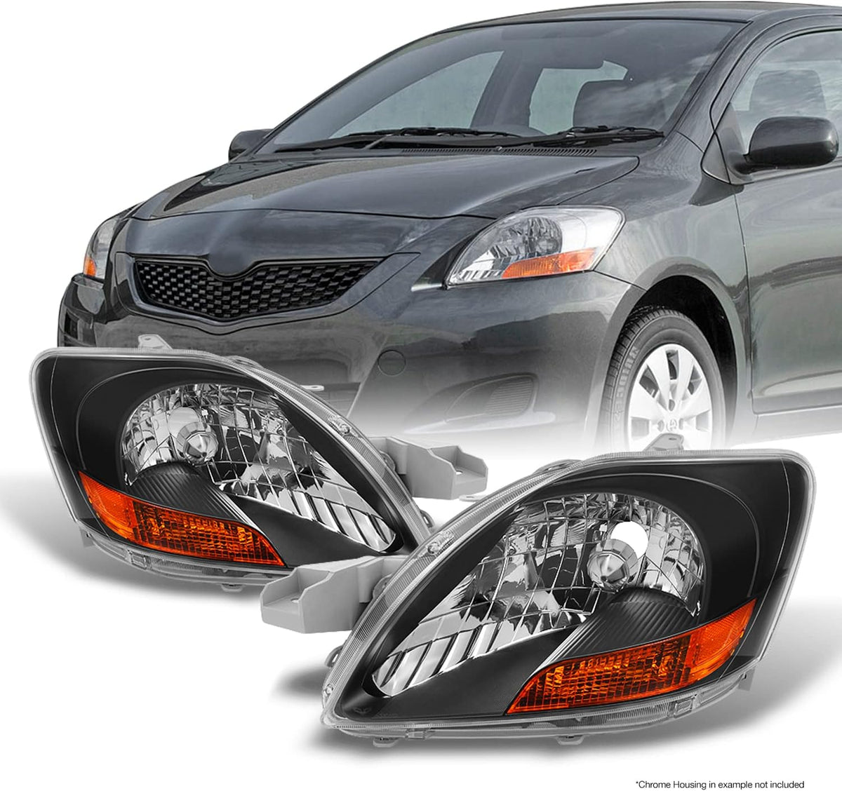 Black Headlights Pair for Toyota Yaris Sedan S89088