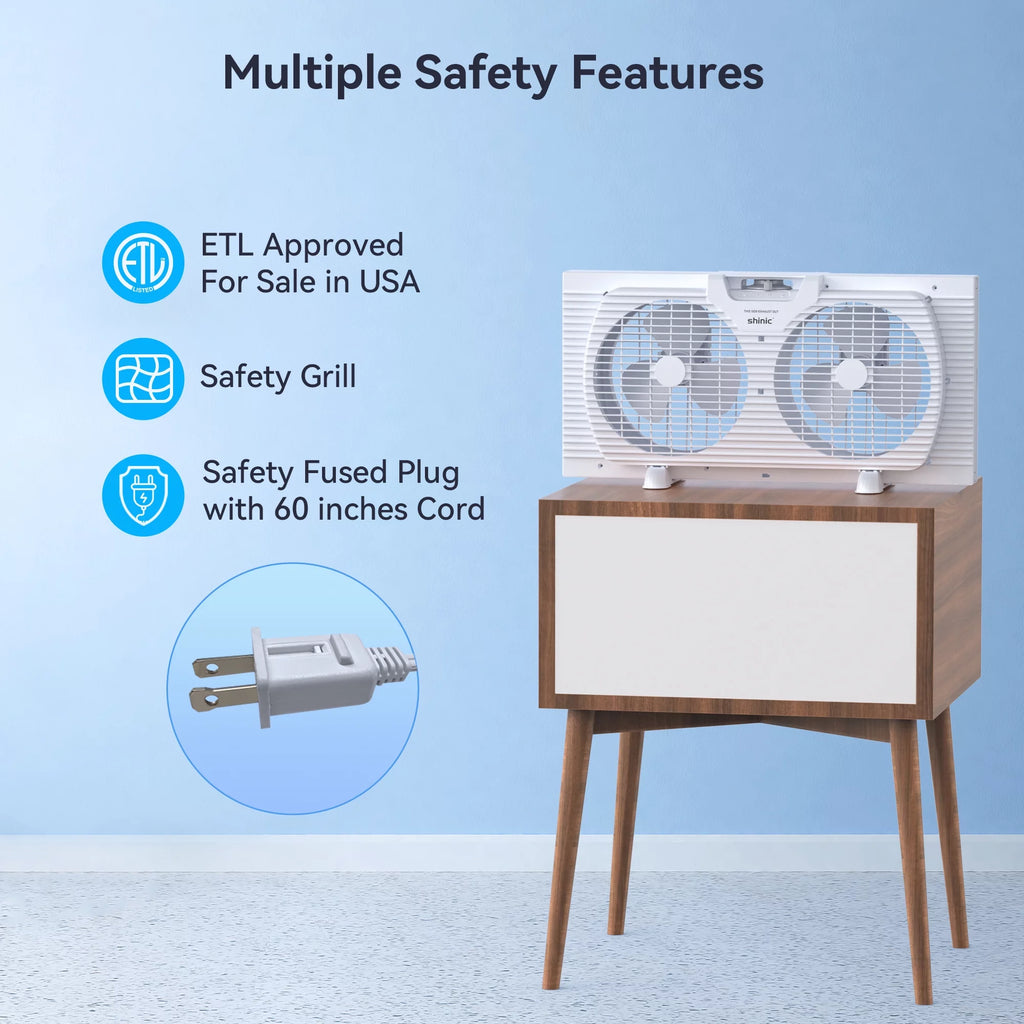 9 3-Speed Twin Window Fan with Bug Screen, White K4912