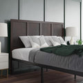 Queen Size Four Panel Wooden Adjustable Headboard Dark Brown S62519