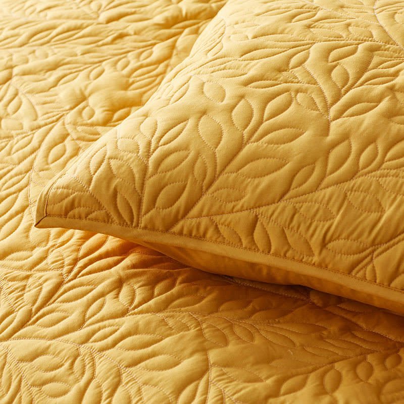 Mini Leaf Cotton Quilt Sun Yellow Size FQ D178