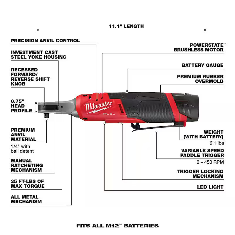 12V Lithium-Ion Brushless Cordless 1/4 in. Ratchet Kit I3524