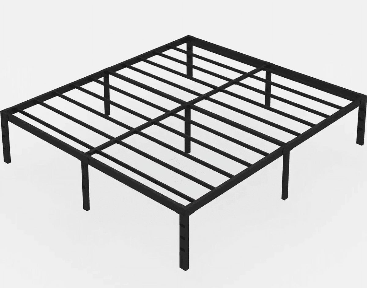 18 inches Full Size Black Metal Platform Bed Frame with Storage R1695