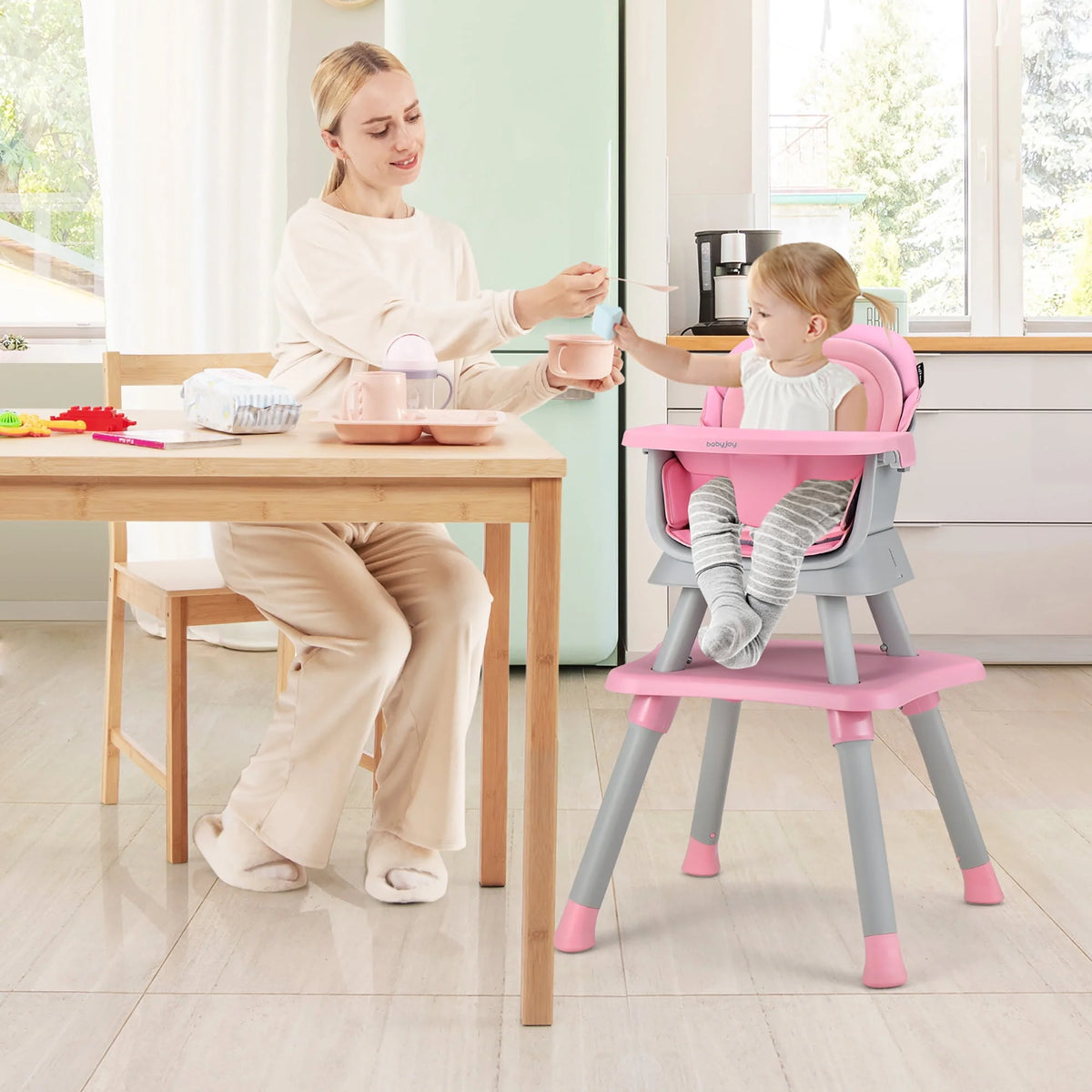 8-in-1 Convertible High Chair Booster Seat with Removable Tray Yellow S344902