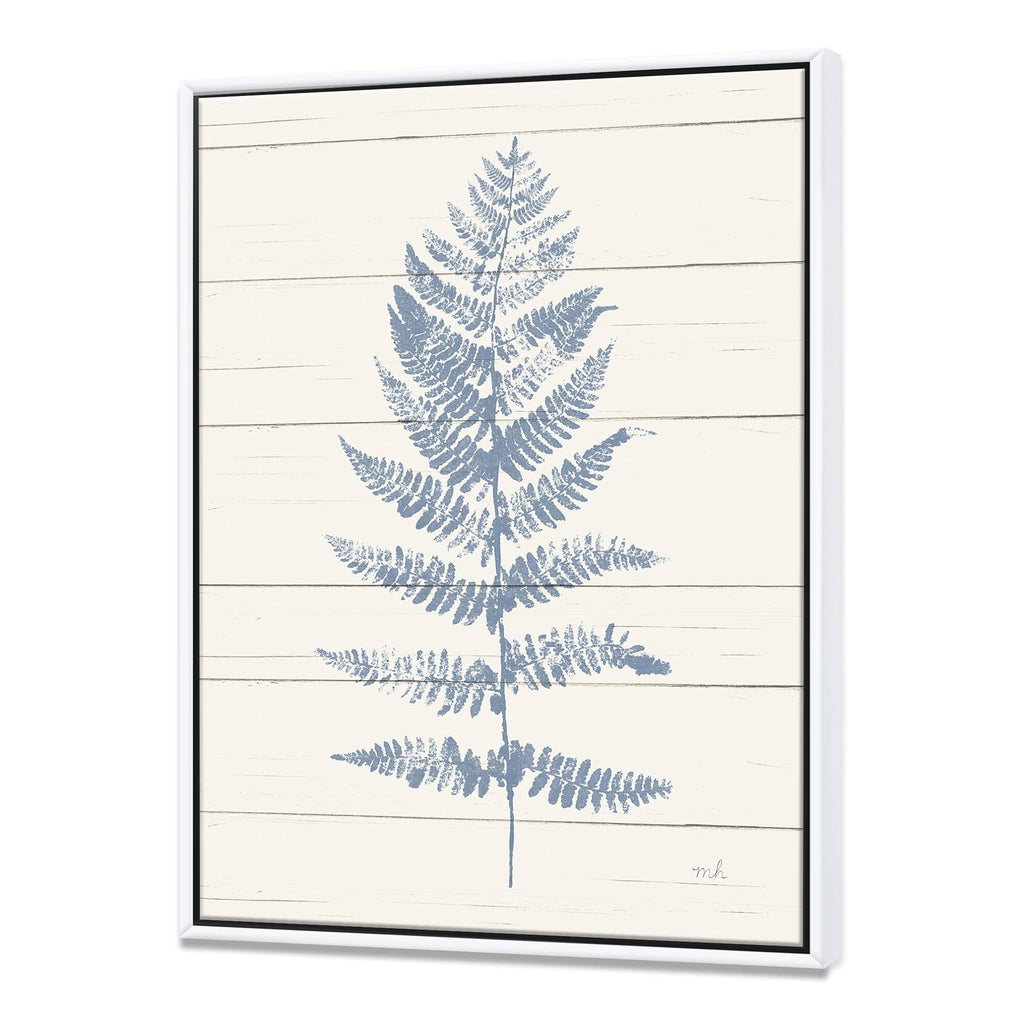 Blue Fern Print on Wood Framed Canvas, 16 inch x 32 inch H609665