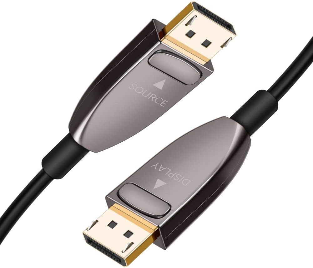 DP Fiber Optic Cable 20ft, Displayport 1.4, 8K@60Hz 4K@120Hz, Gold Plated, Black K636