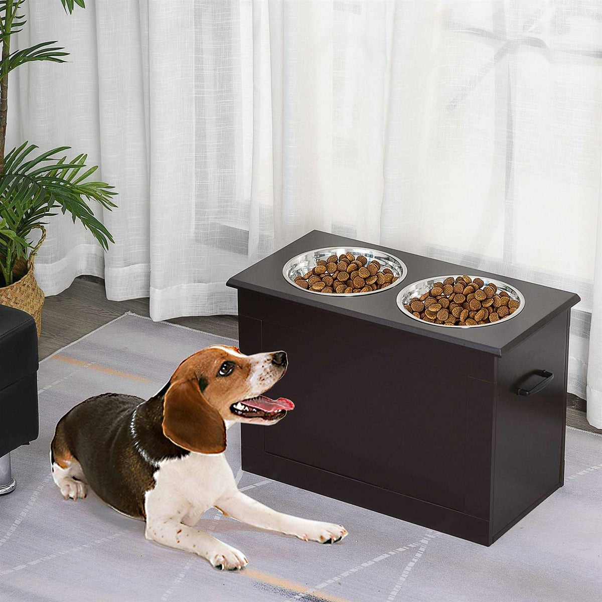 Raised Pet Feeding Station with 2 Stainless Steel Bowls C4992