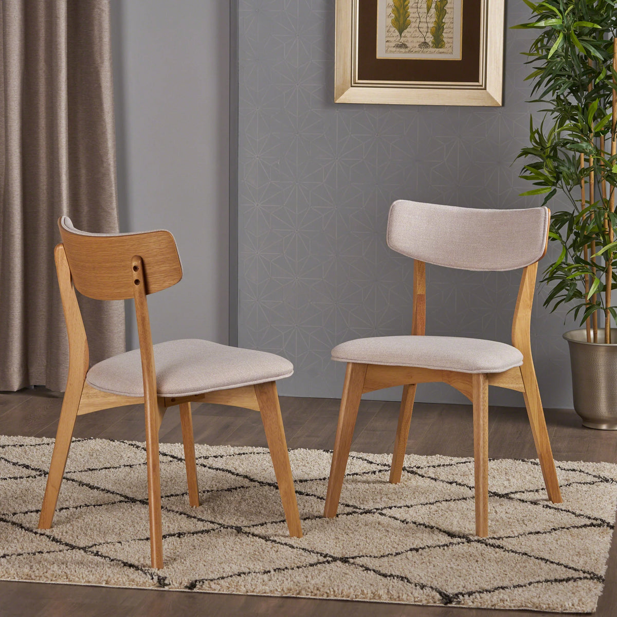 Light Beige Fabric Dining Chairs O930700