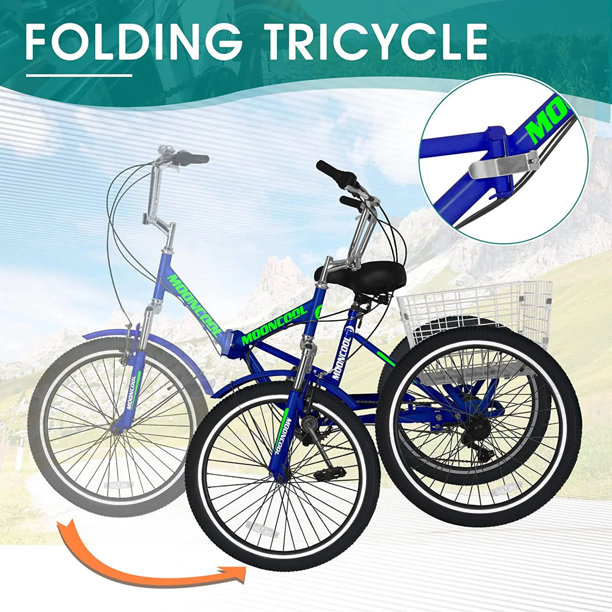 7 Speed Folding Adult Tricycle with Basket E2399
