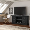 Black TV Stand with Two Side Cabinets and Open Shelves H967194